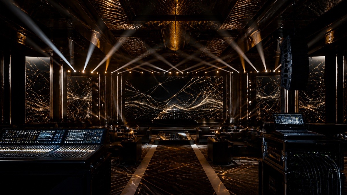 Lighting rig and control consoles in an event venue